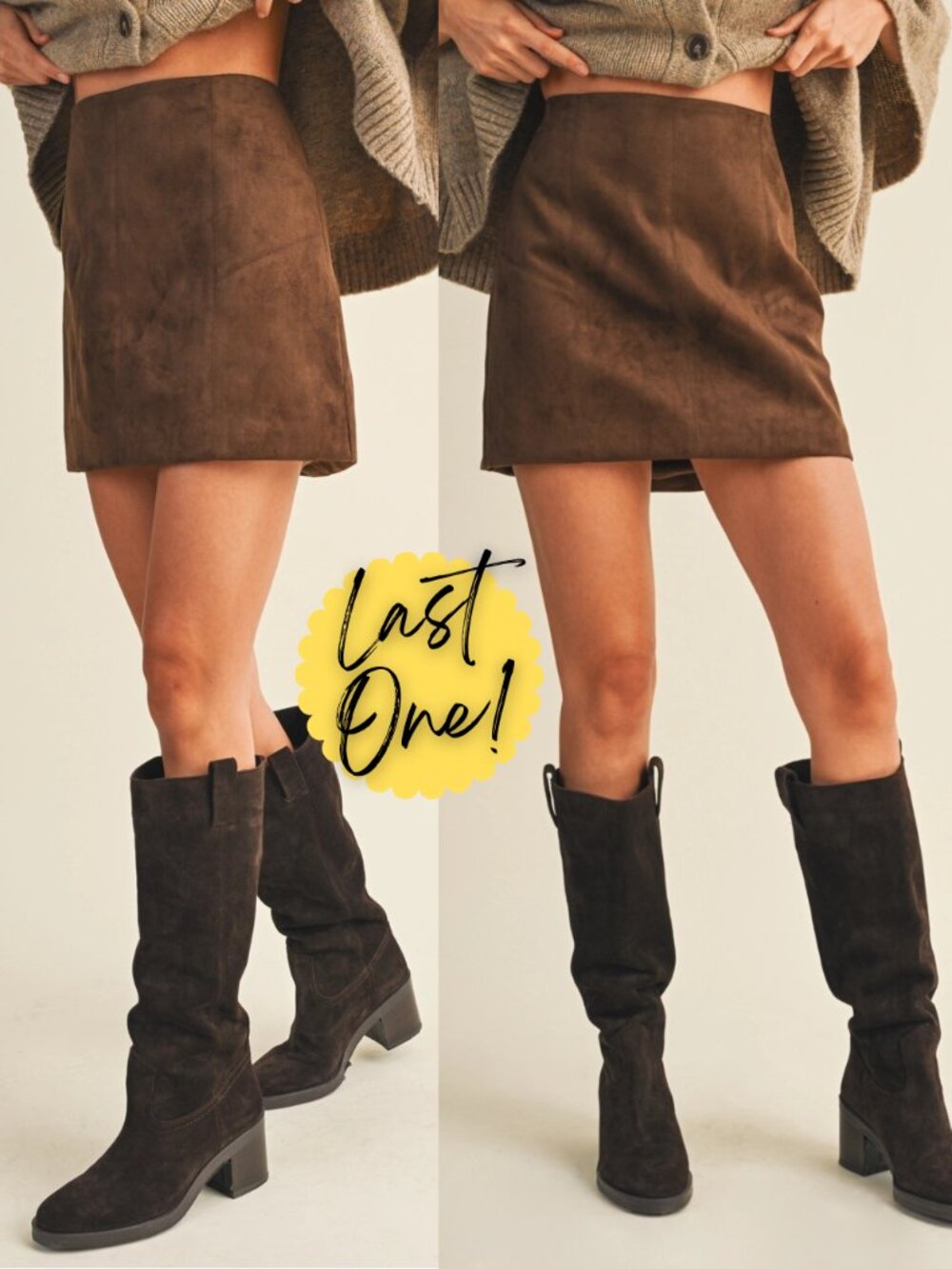 Sandy Fitted Suede Mini Skirt | Women's Chocolate Brown Fall and Winter Bottoms